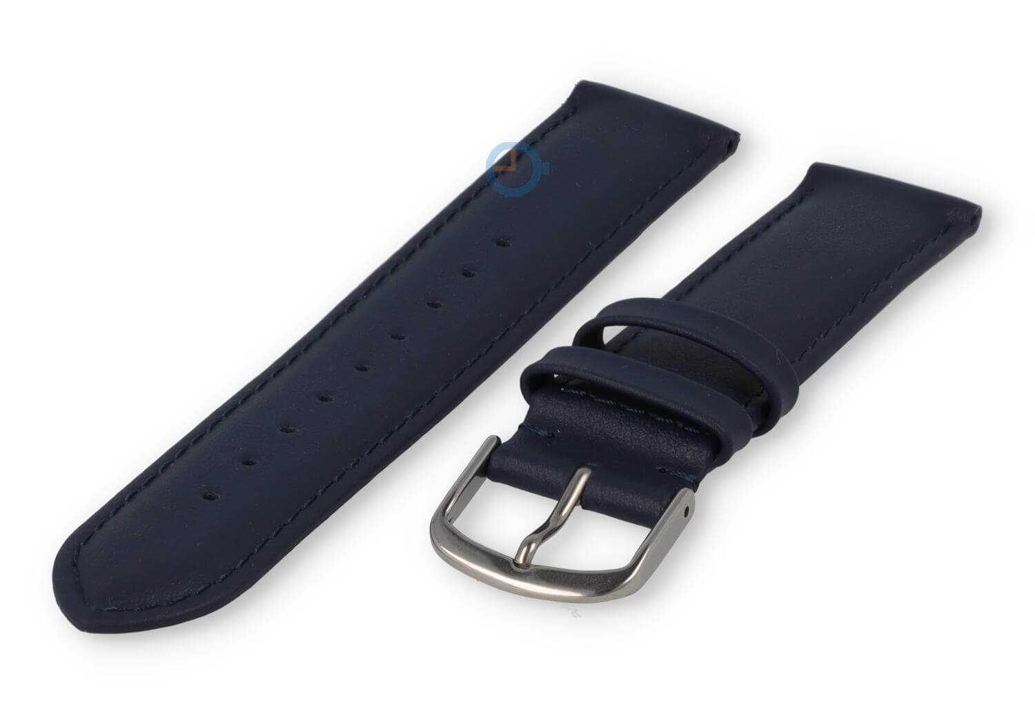 18mm horlogeband glad leer - donkerblauw