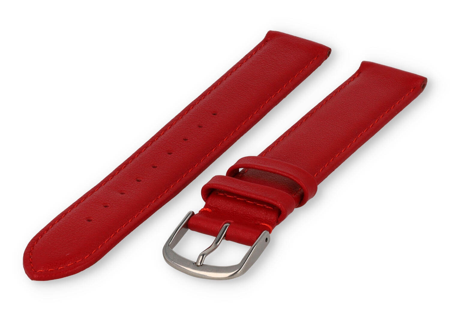 XL horlogeband glad leer - 18mm - donkerrood