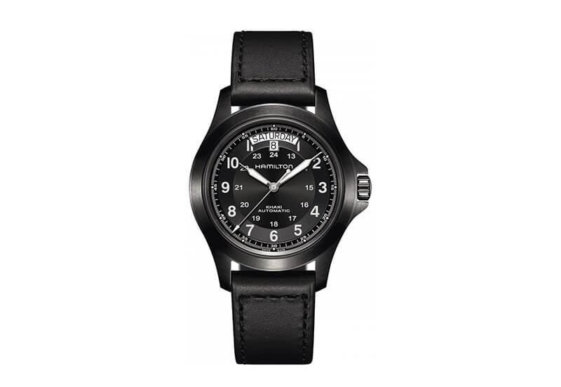 Hamilton horlogeband H64465733 - zwart leer