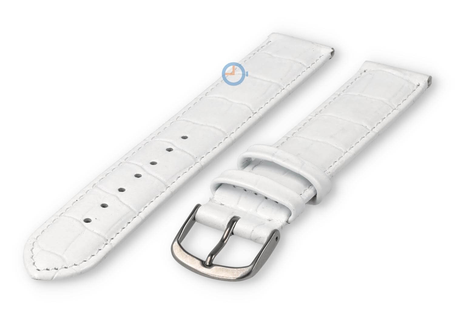 Crocoleer extra lange horlogeband - 18mm - wit