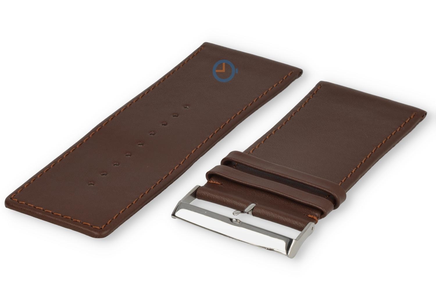 Glad leder horlogeband - 40mm - donkerbruin