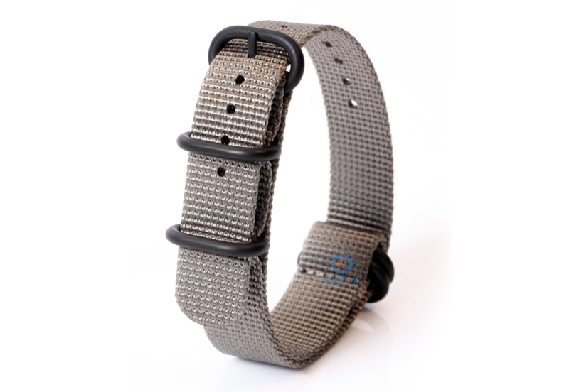 Horlogeband nylon 20mm grijs
