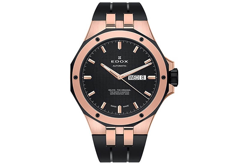 Edox Delfin 88005 Horlogeband Zwart Rubber