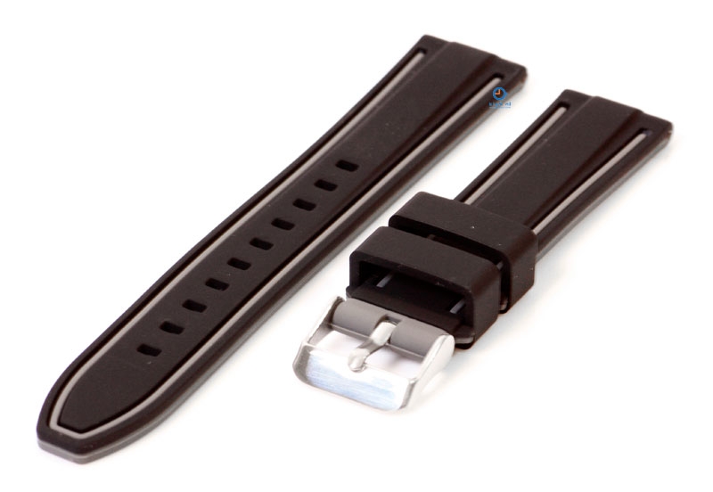 Siliconen horlogebandje 20mm zwart/grijs (reversible)