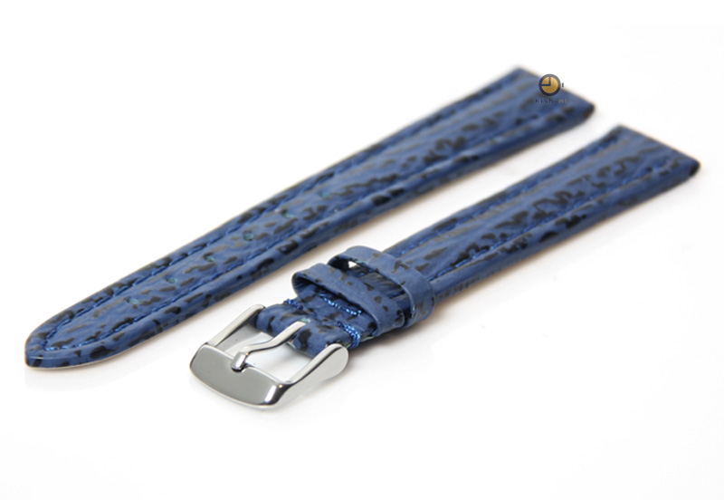 Horlogeband 16mm blauw haaienleer