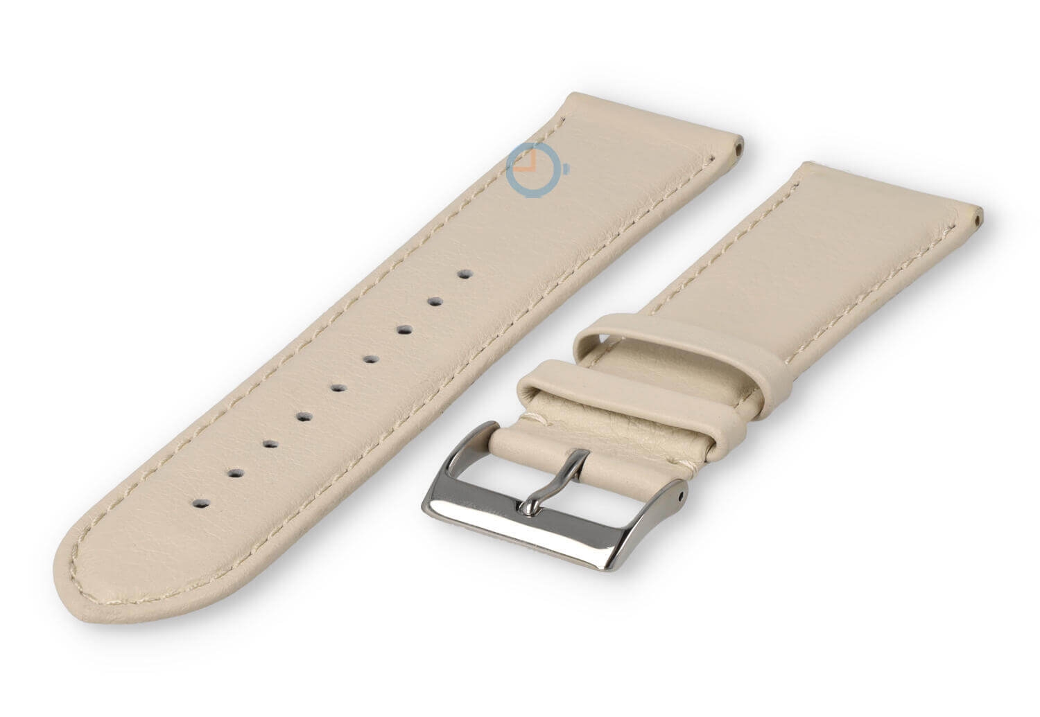 22mm horlogeband glad leer - creme