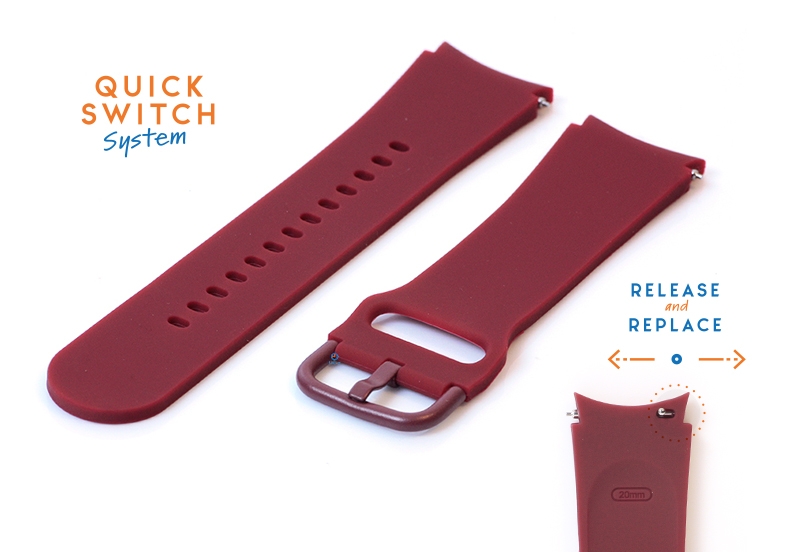 Samsung Galaxy watch 4, 5 ,6 & 7 bandje wijnrood - 20mm