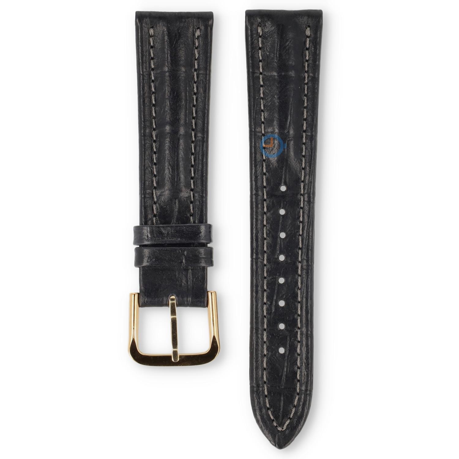 Universele 20mm zwart leren horlogeband - Seiko