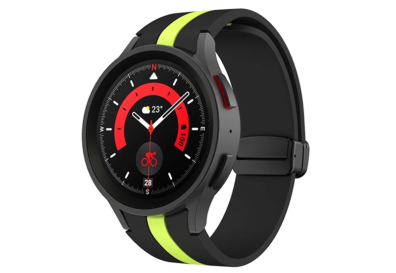 Samsung Galaxy Watch 5 bandje - zwart/geel - magneetsluiting