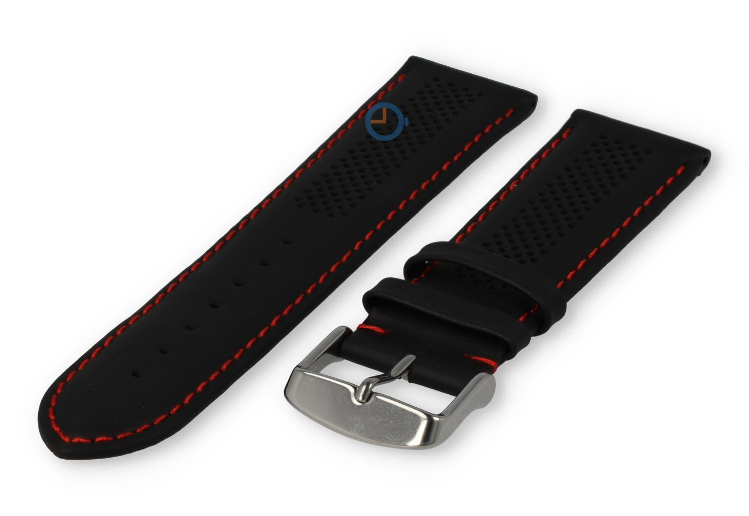 24mm hybrid bandje - zwart met rood