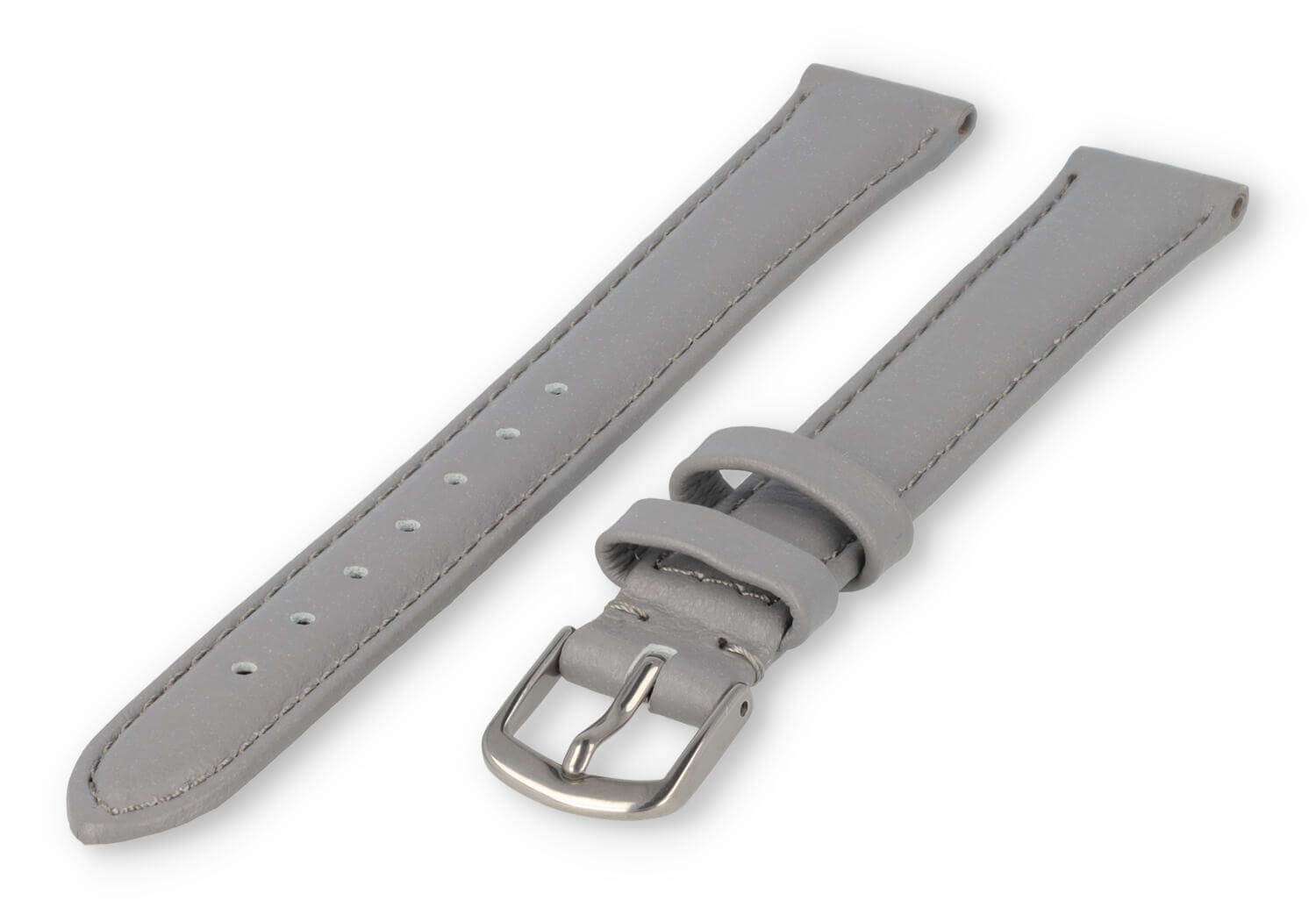 XL horlogeband glad leer - 14mm - lichtgrijs