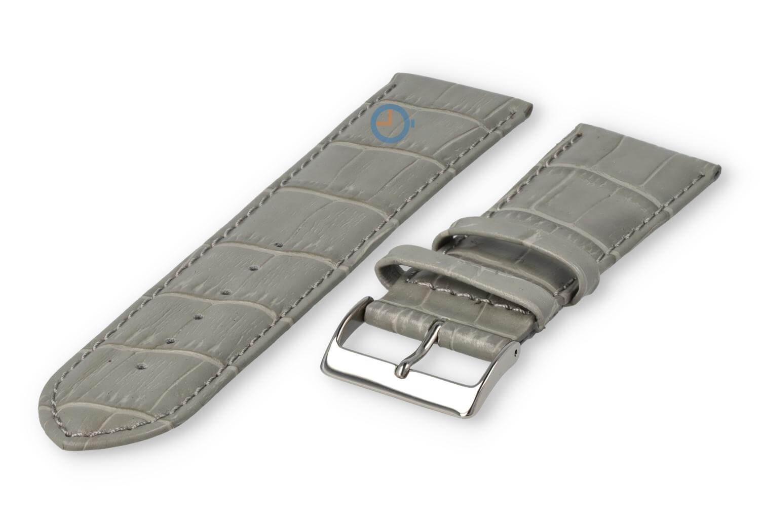 Basic croco horlogeband - 24mm - lichtgrijs