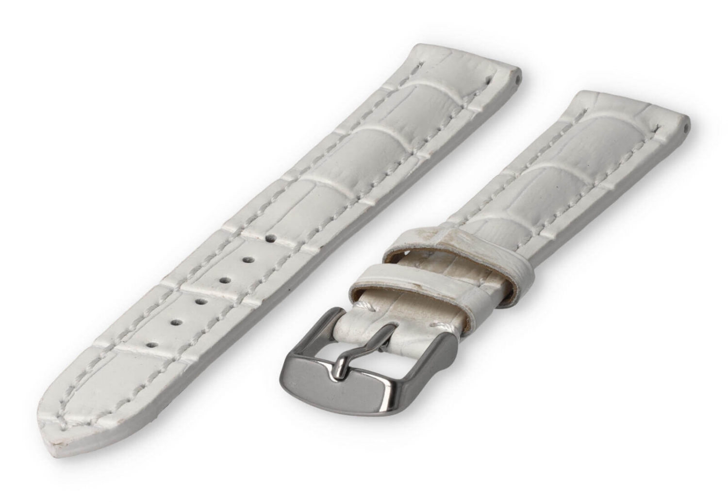 Horlogeband met krokoprint 18mm wit leer