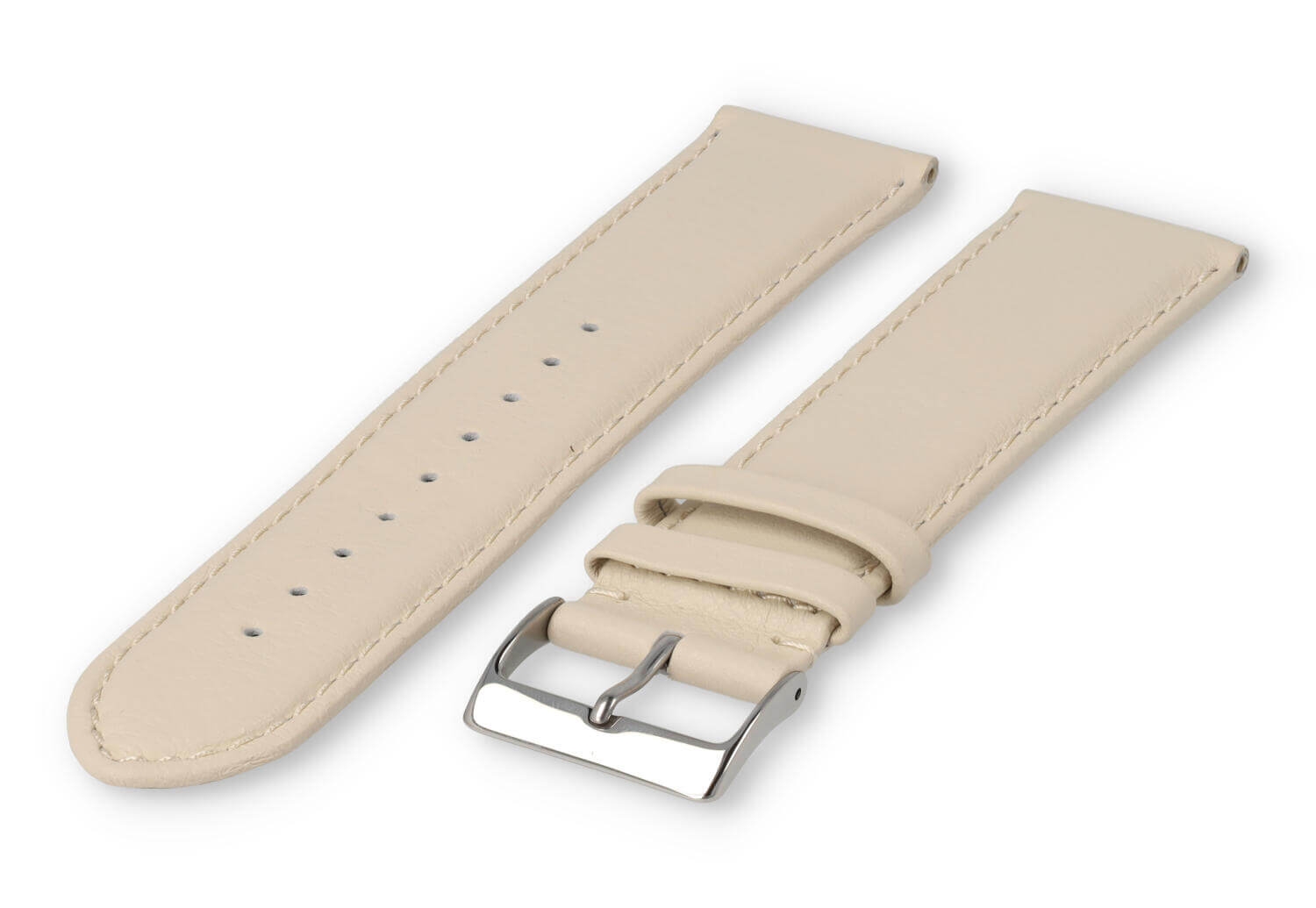 XL horlogeband glad leer - 26mm - creme