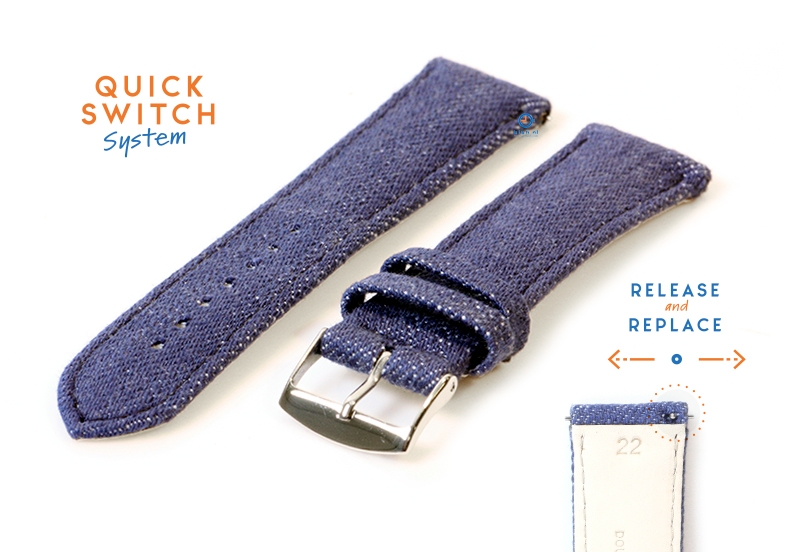 Horlogeband 22mm jeans blauw