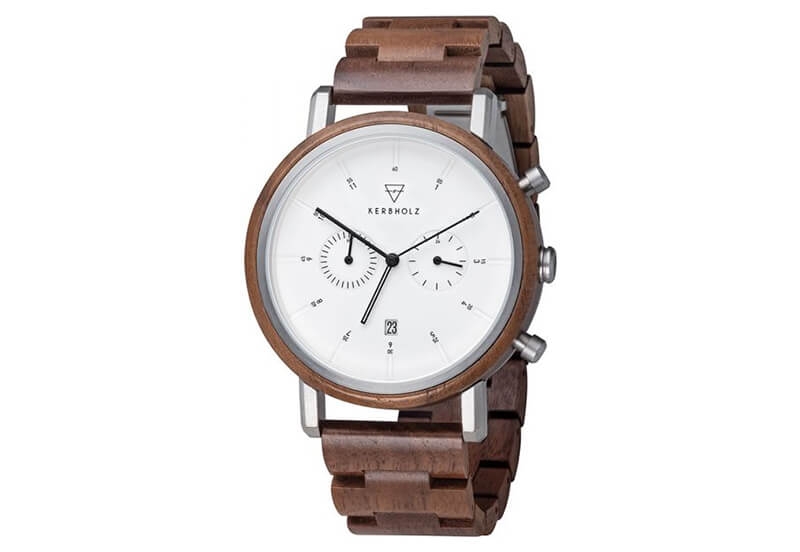 Kerbholz Johann horlogeband - Walnut Silver