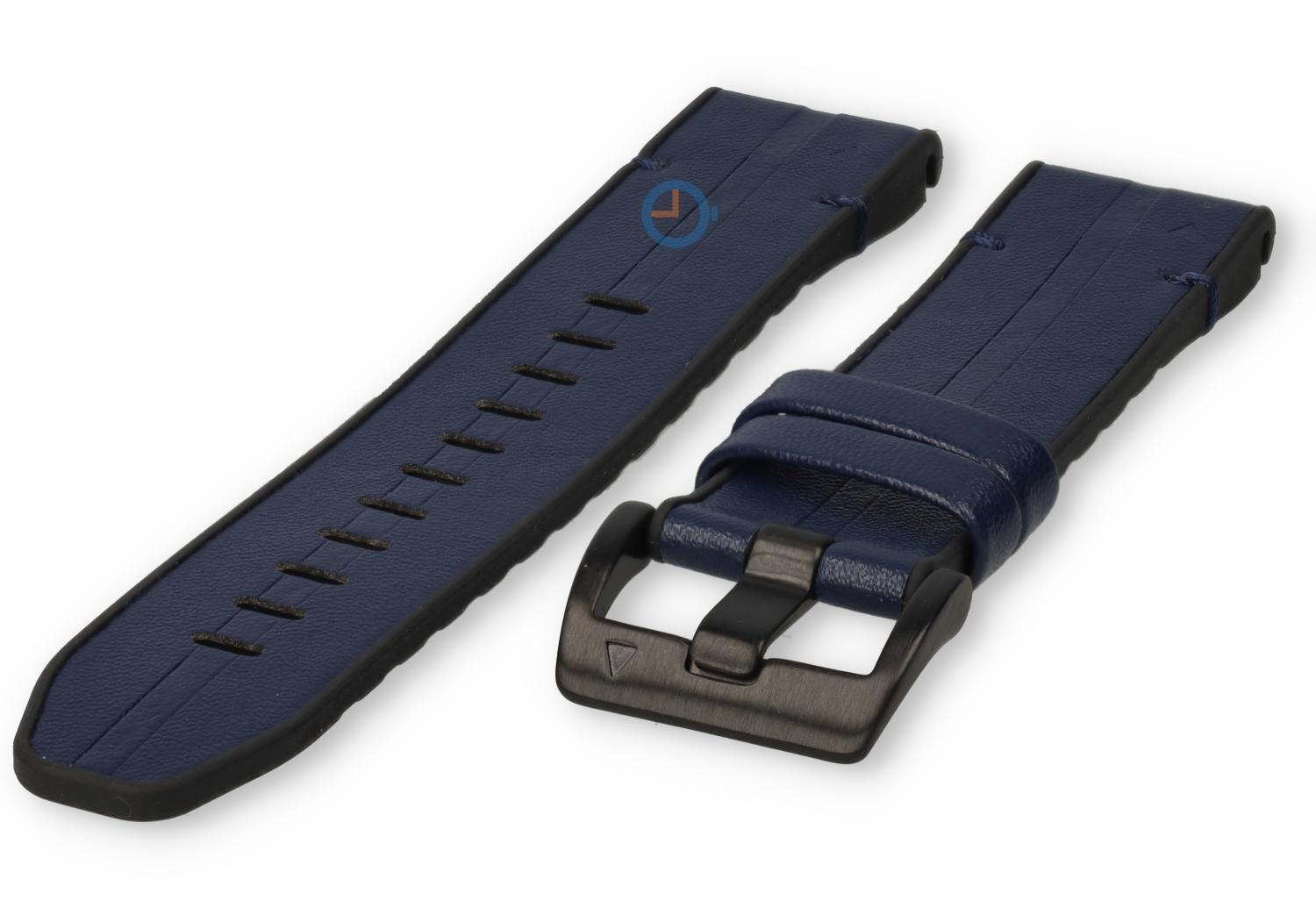 Hybrid bandje - siliconen/leer - 26mm - blauw
