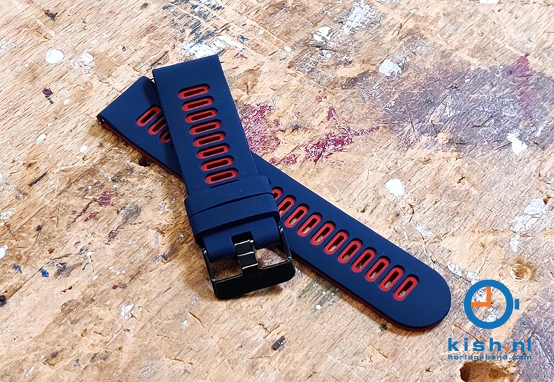 20mm siliconen horlogeband - blauw/rood