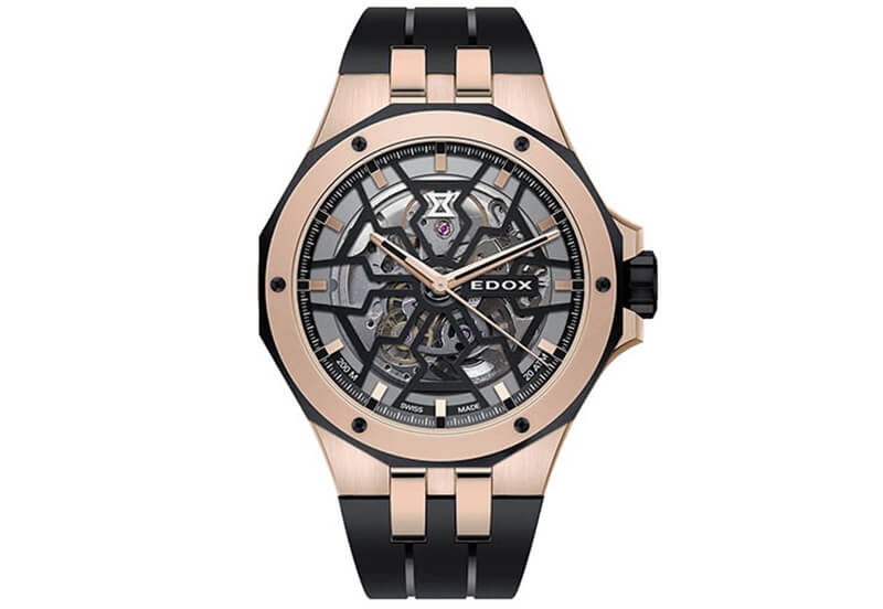 Edox Delfin 85303 Horlogeband Zwart Rubber