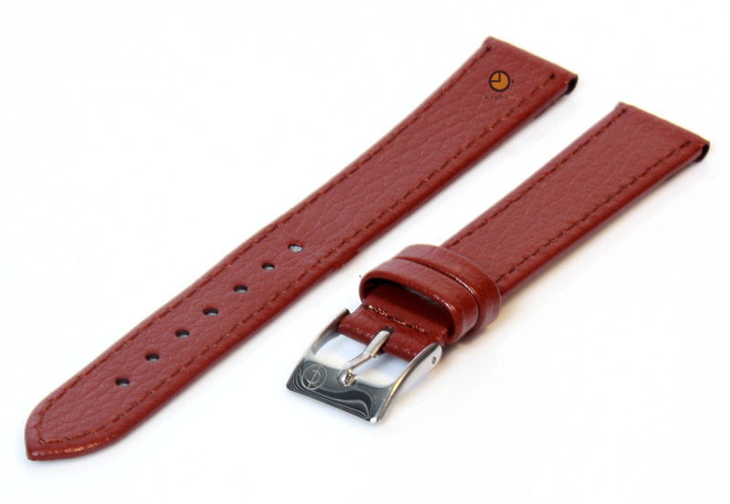 Horlogeband 14mm donkerbruin bizonleer