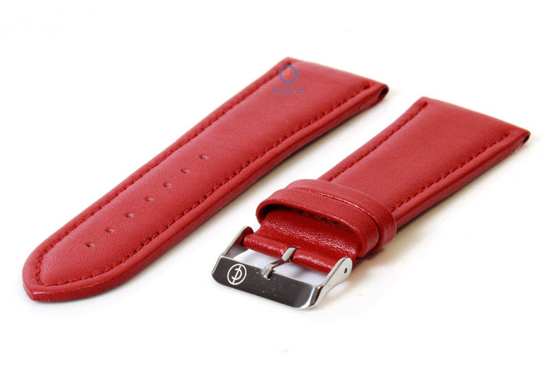 Horlogeband 28mm glad rood leer