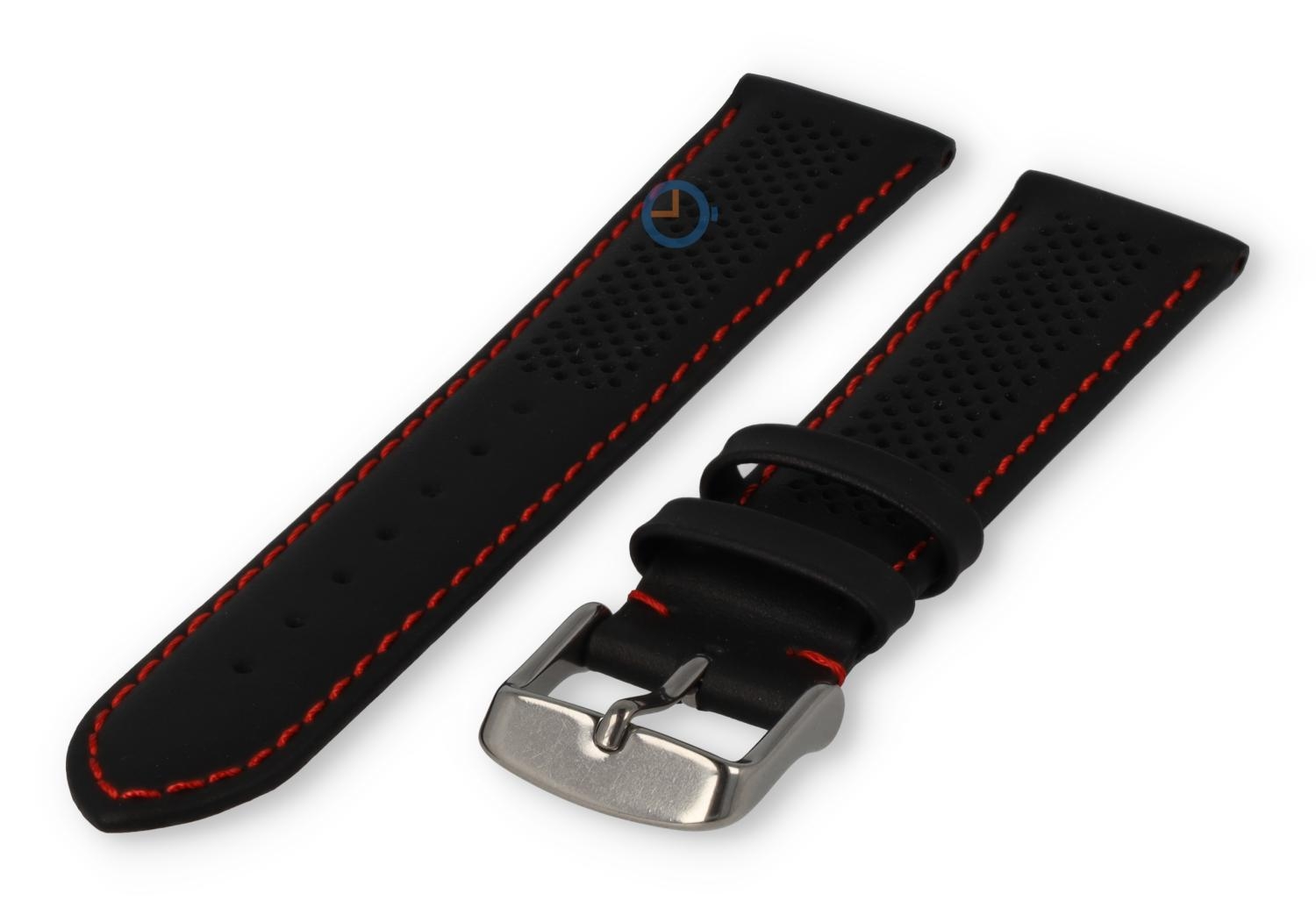 20mm hybrid bandje - zwart met rood