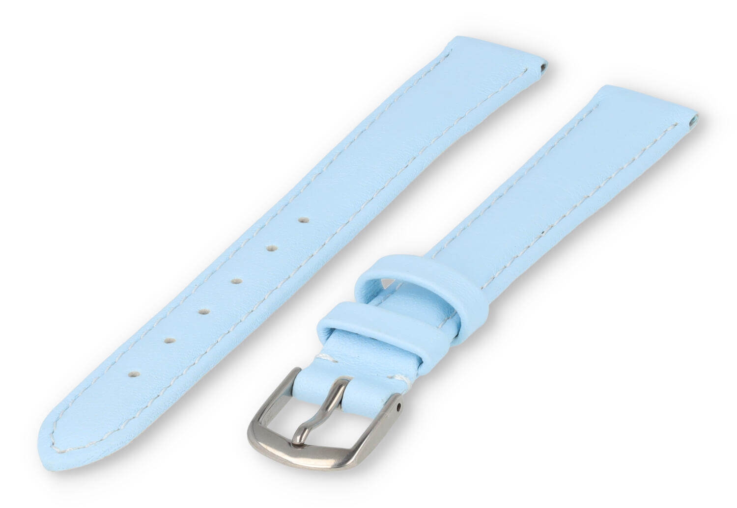XL horlogeband glad leer - 14mm - ijsblauw