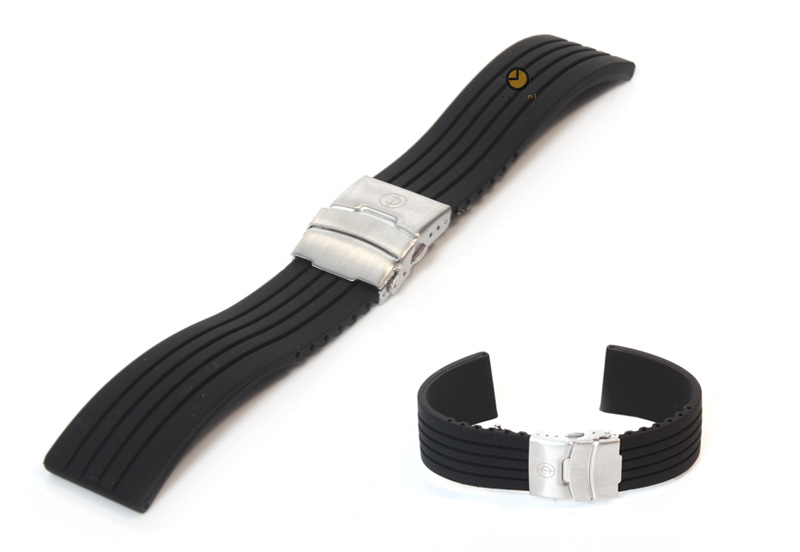 24mm siliconen horlogeband zwart