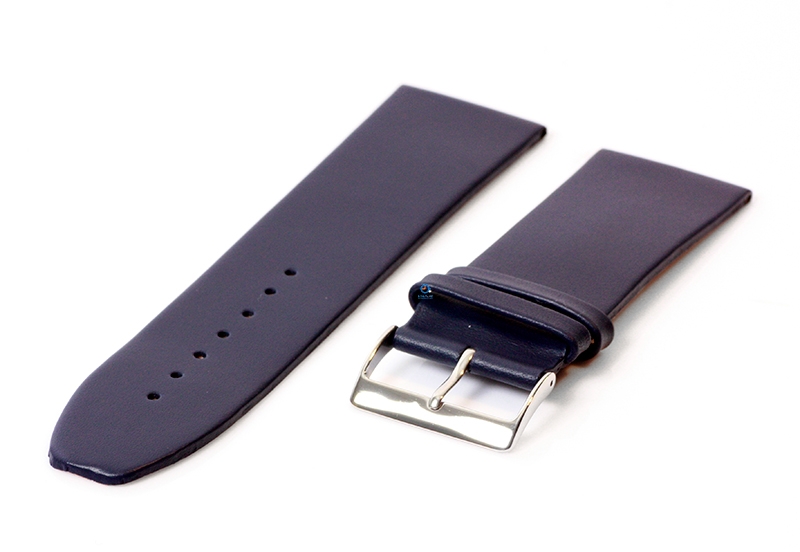 Naadloze horlogeband 26mm kalfsleer - blauw