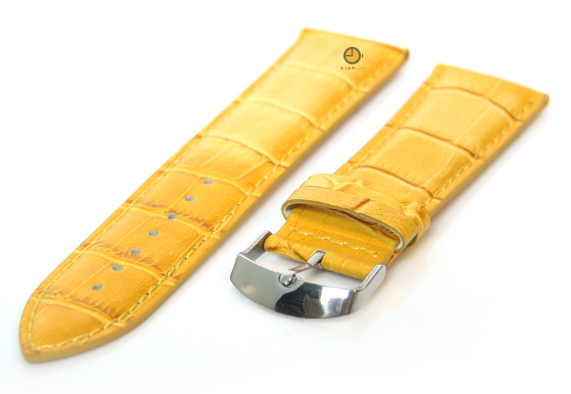 Horlogeband 24mm kroko leer geel