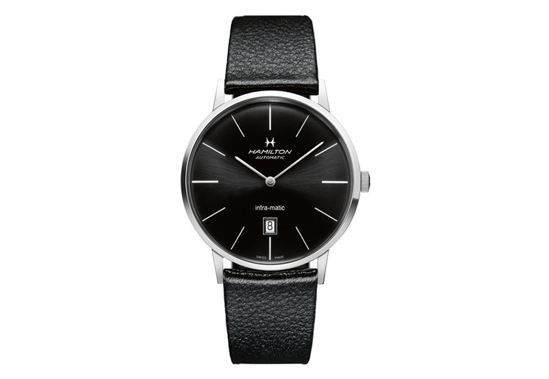 Hamilton horlogeband H38755731 - zwart leer