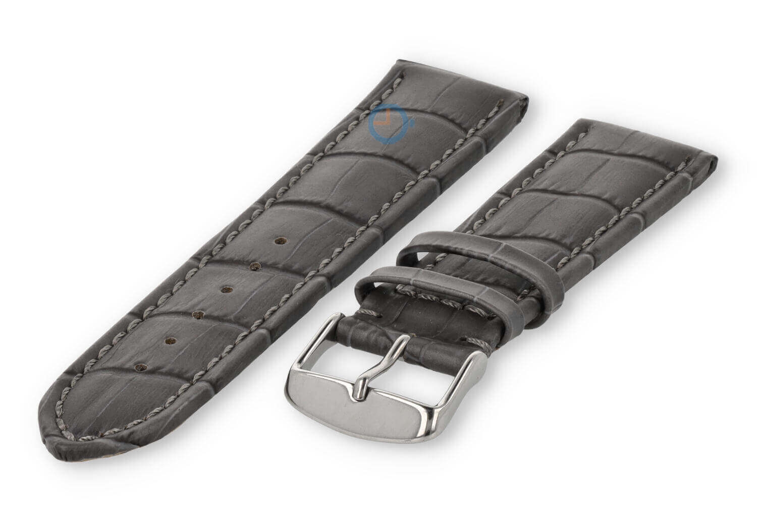 Krachtige horlogeband van kalfsleer - 24mm - grijs