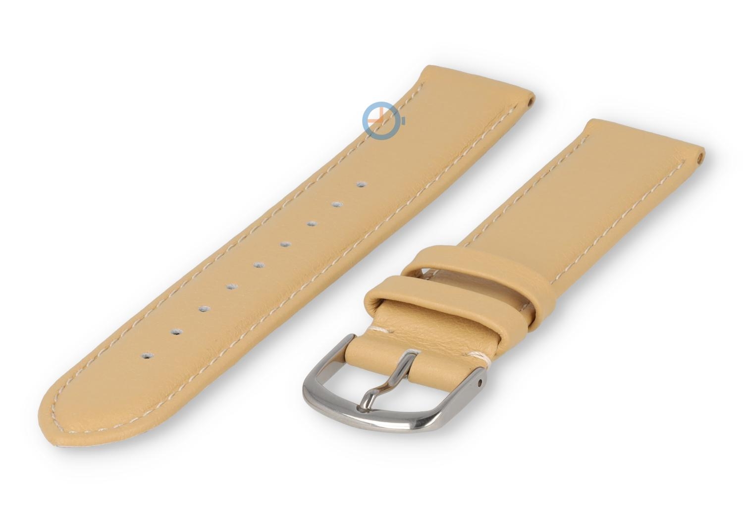 18mm horlogeband glad leer - vanille