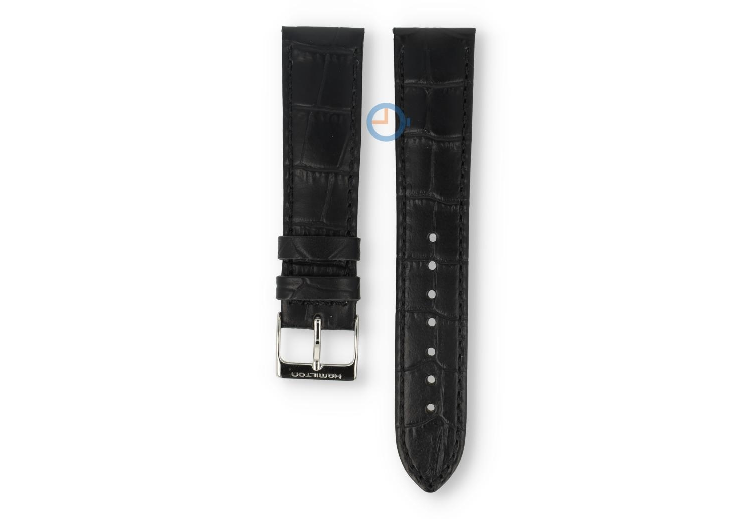 Hamilton horlogeband H18512735 - zwart leer
