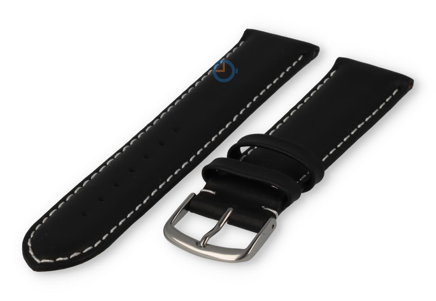 Oneven maat horlogeband leer - 21mm - zwart
