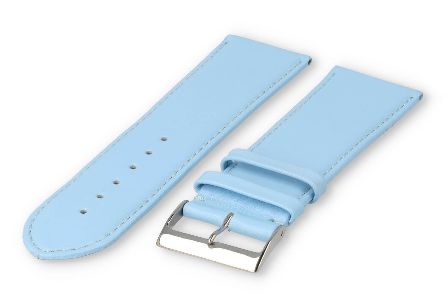 XL horlogeband glad leer - 28mm - ijsblauw