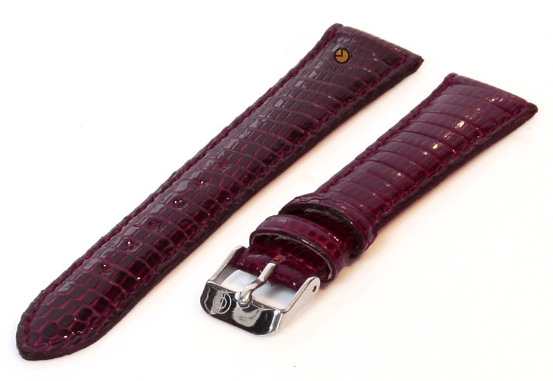 Horlogeband 18mm echt hagedissenleer bordeaux