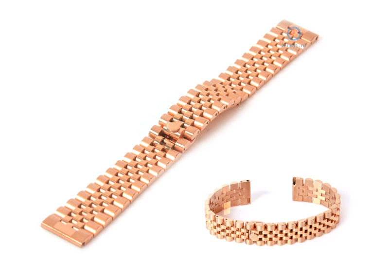 18mm Jubilee style horlogeband staal - rosegoud - deels gepolijst