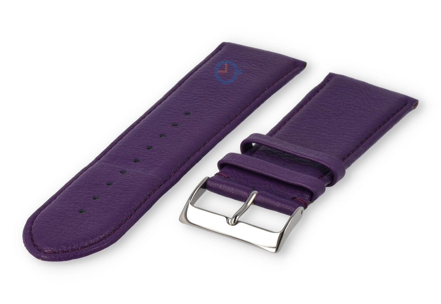 26mm horlogeband glad leer - aubergine