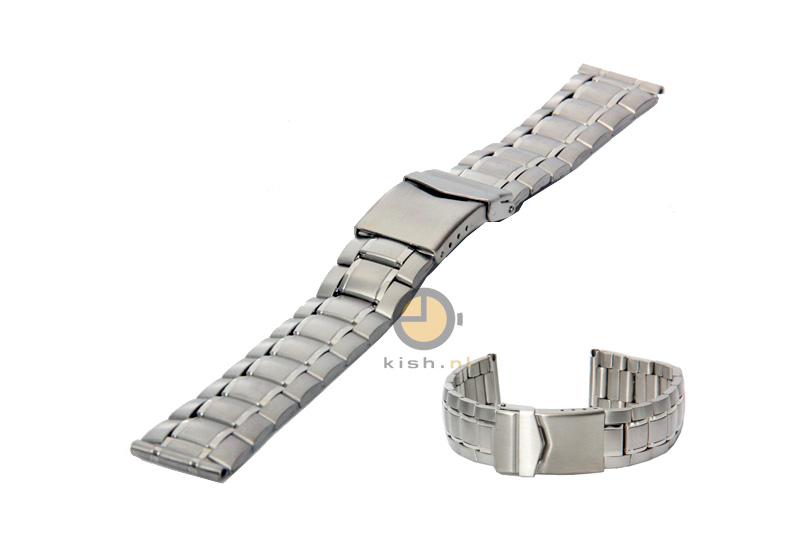 Horlogeband 18mm deels gepolijst staal zilver