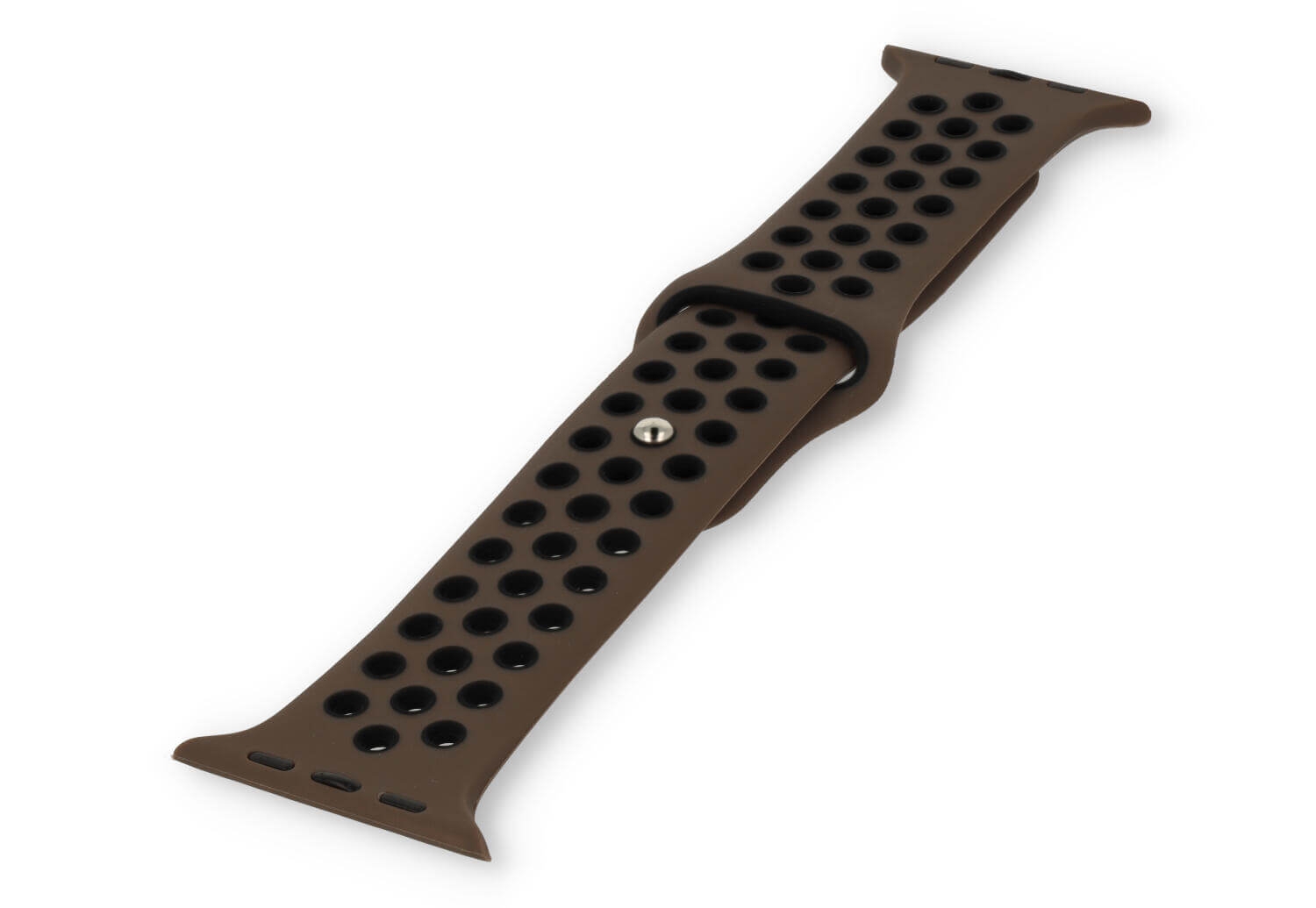 Apple watch 44/45/46/49mm sporthorlogeband - donkerbruin/zwart