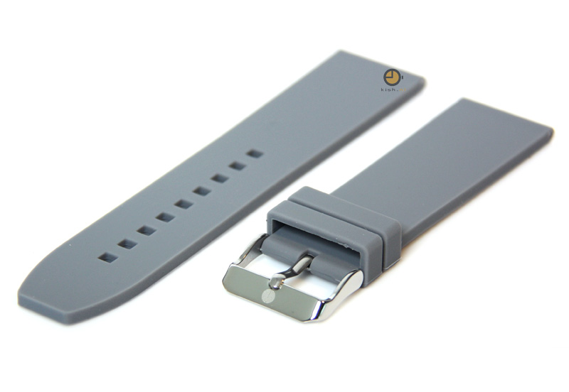 Horlogeband 24mm grijs siliconen glad