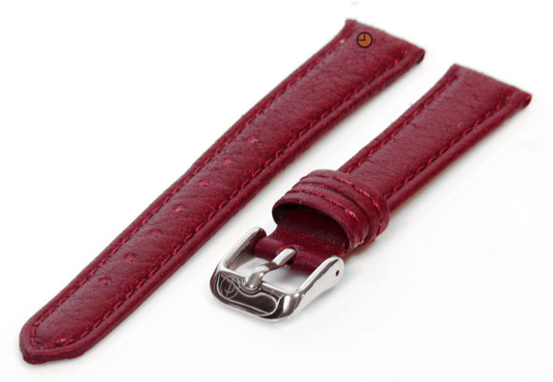 Horlogeband 16mm bordeaux bizon leer