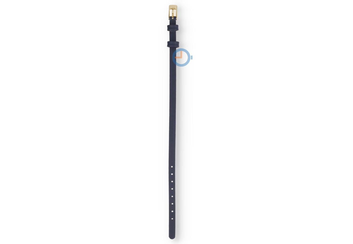 One-piece leren horlogeband - 6mm - donkerblauw met goud