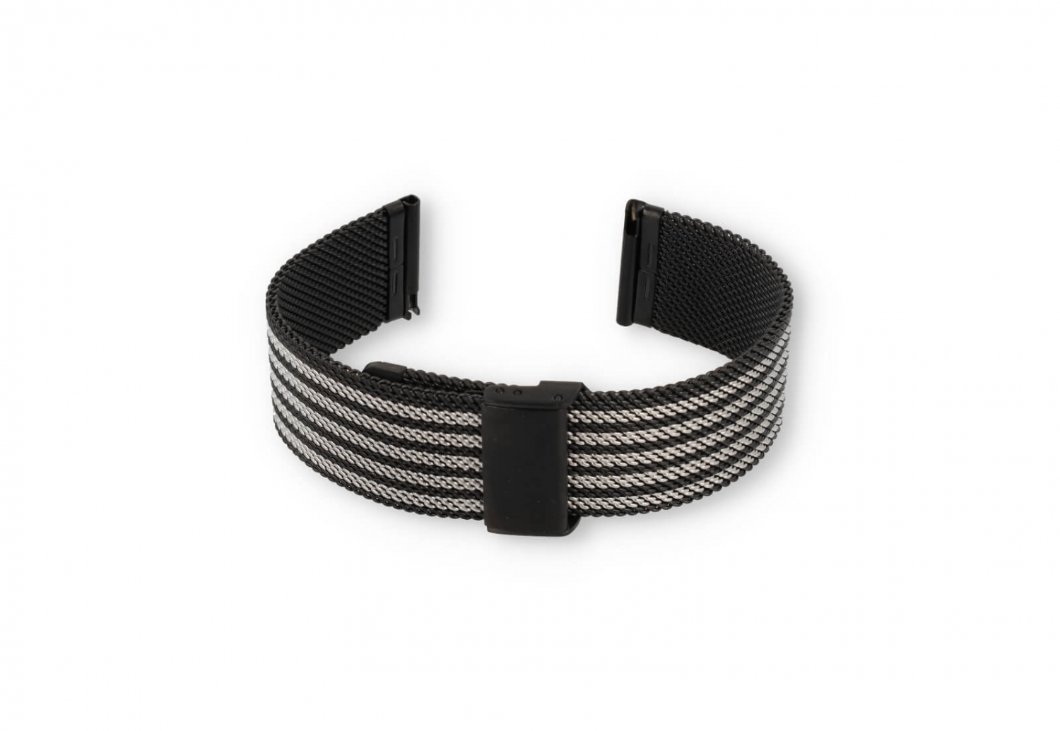 Horlogeband 22mm milanees zwart/zilver - Quick Switch (FIJN)