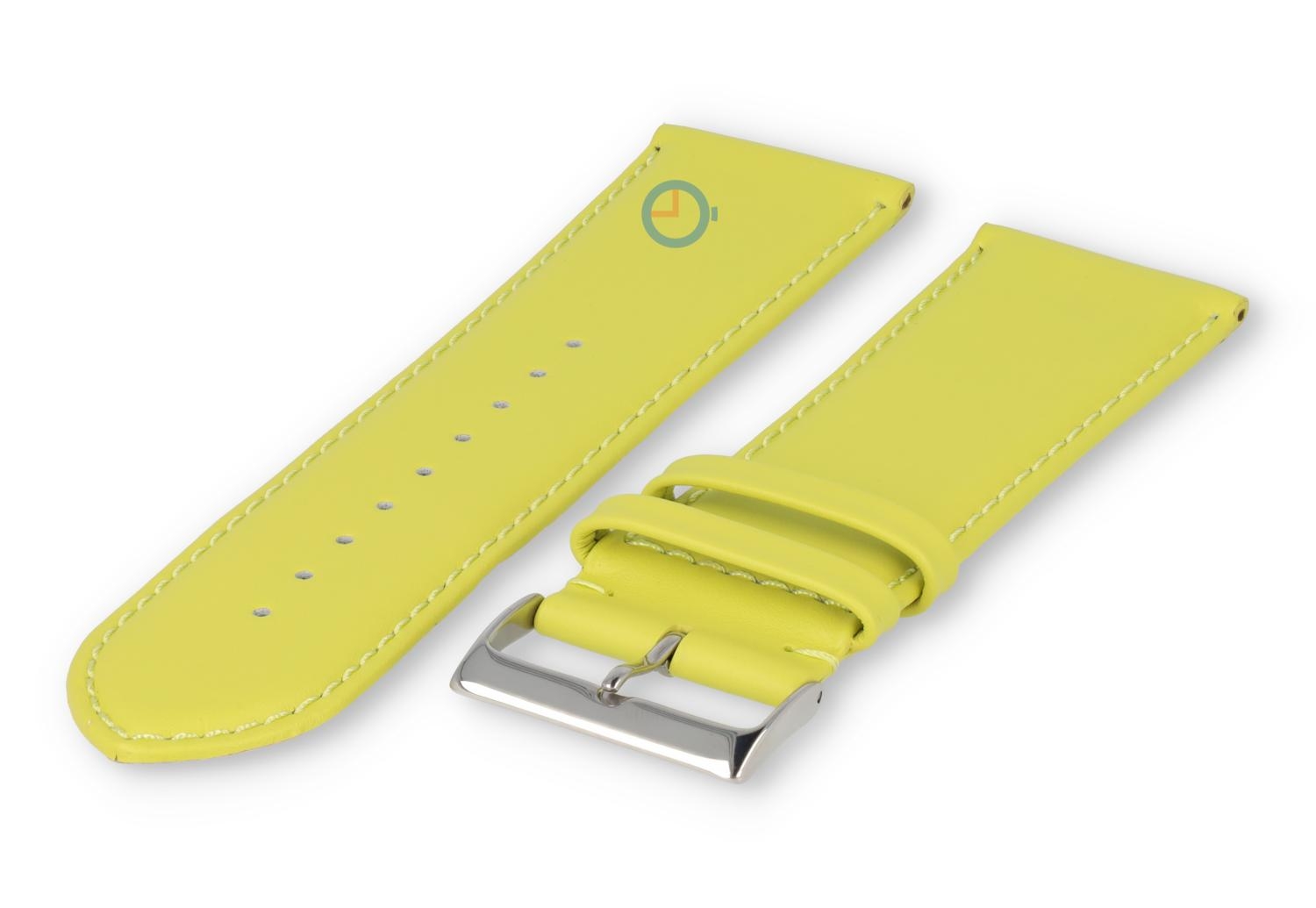 XL horlogeband glad leer - 28mm - limoen