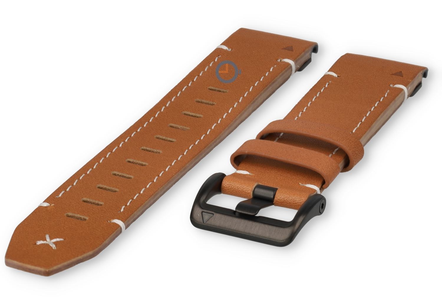 Premium leren bandje voor Garmin Approach S70 - cognacbruin/zwart