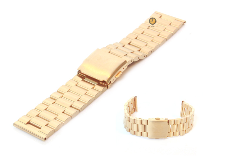 Horlogeband 23mm goud staal mat