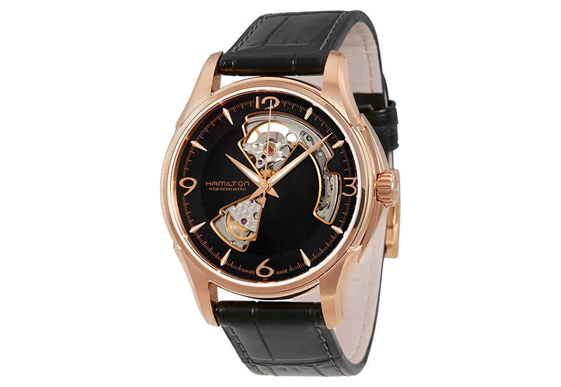 Hamilton horlogeband H32575735 - zwart leer