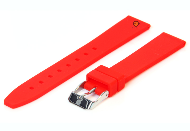Horlogeband 16mm rood siliconen glad